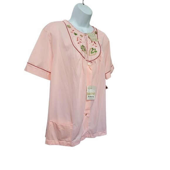 Komar Pajama Set Womens Sz 40 Vintage Button Antron Nylon Embroidered USA Sleep - Picture 4 of 16